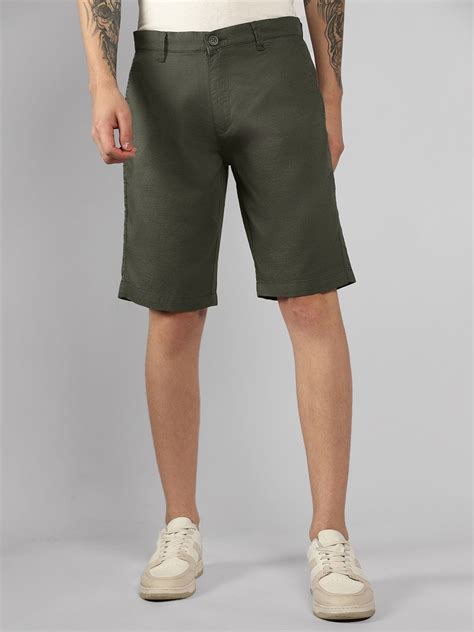Men's Olive Solid Regular Fit Shorts – DENNIS LINGO
