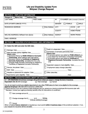 PEBB Life And Disability Update Form - Blank Fillable Template | Fill ...