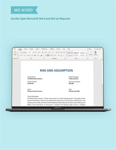 Risks And Assumptions Template in Word, Google Docs - Download ...