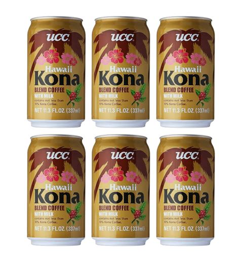 Buy UCC Canned Coffee Blend with Milk Drink 6 Pack Hawaii Kona Blend ...