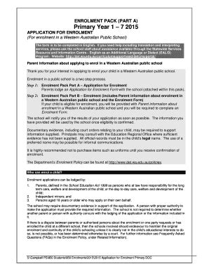 Fillable Online campbellprimaryschool wa edu 2015 Application for ...