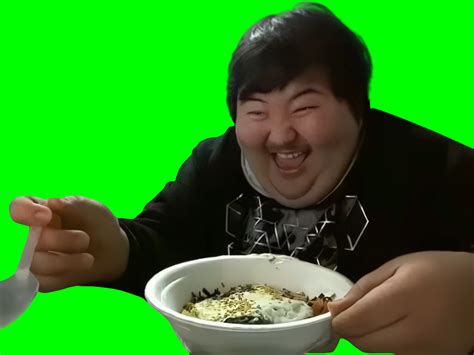 Asian Man Laughing and Choking before Eating meme (Green Screen ...