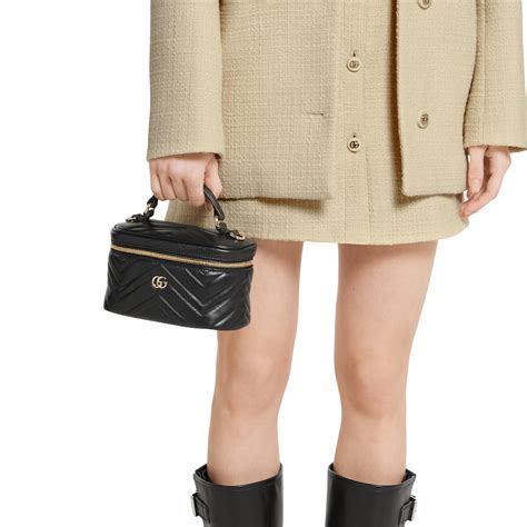 GG Marmont mini vanity bag in black leather | GUCCI® US