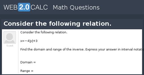 View question - Consider the following relation.
