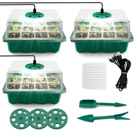 Innens 3 Pack Seed Starter Tray LED Plant Grow Light Seedlings Trays ...