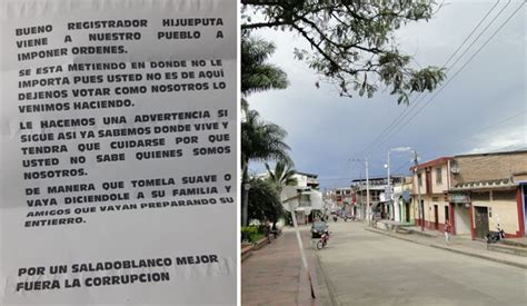 Con panfleto, registrador de Saladoblanco fue amenazado – Red NoticiasHuila