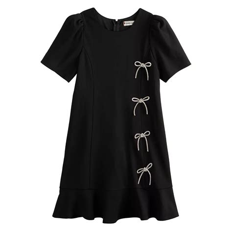 Girls 7-16 Poppies & Roses Puff Sleeve Rhinestone Accented Bows Dress