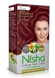 Nisha Creme Hair Color Burgundy, Permanent Hair Colour for Women Men ...