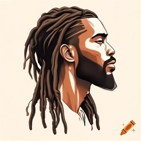 Illustration of a man with dreadlocks and beard in a fighting pose on ...