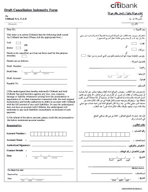 Indemnity Form Citibank - Fill and Sign Printable Template Online