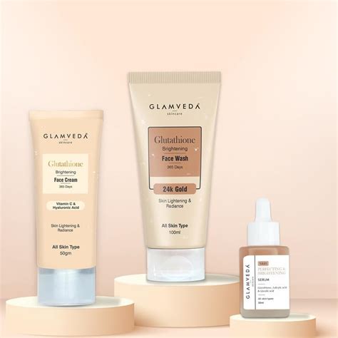 Glamveda Glutathione 3 Steps Skincare Routine Face Wash + Cream + Face ...