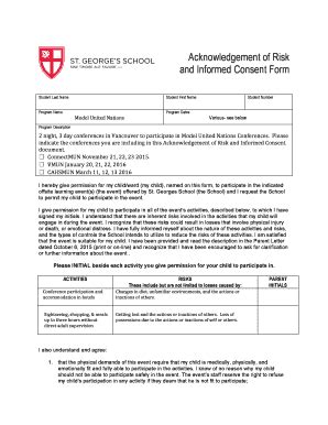 Fillable Online Acknowledgement of Risk and Informed Consent Form Fax ...
