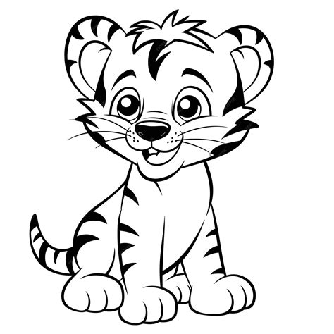 Tiger coloring page childish design for kids coloring book | Premium AI ...