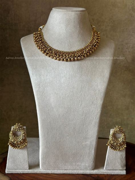 FULL GOLD TONE GHUNGROOS NECKLACE SET – AARVEE JEWELLERY