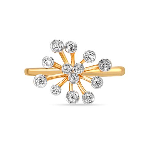 14KT Yellow Gold Sparkling Petals Diamond Finger Ring