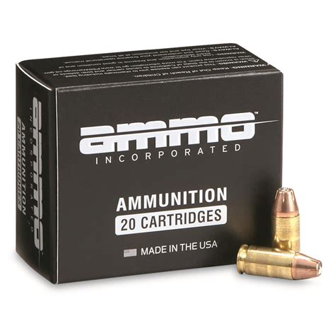 Ammo Inc. Black Label, 9mm, Jacketed Hollow Point, 115 Grain, 20 Rounds ...