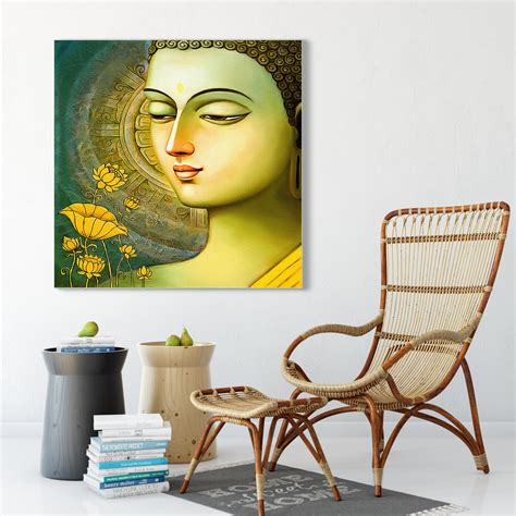 Wall Painting of Vintage Gautam Buddha for Home, Living Room – Flair Glass