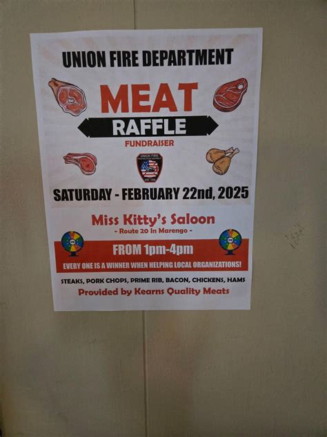 UNION FIRE DEPARTMENT Meat Raffle, 1101 E Grant Hwy, Marengo, IL ...