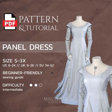 Fantasy gown & Elven dress as PDF pattern for DIN A4, US Letter and DIN ...