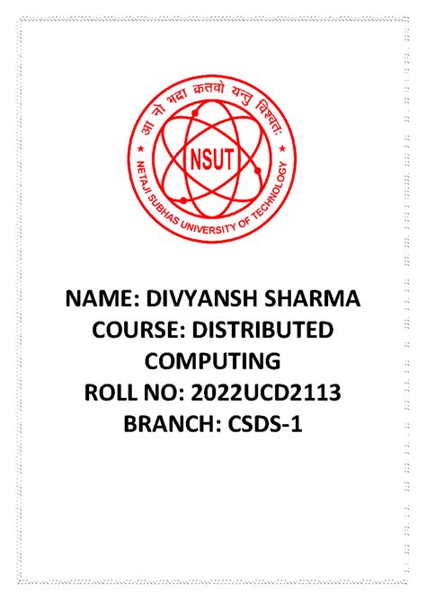 DC lab file - Distributed Computing lab - NAME: DIVYANSH SHARMA COURSE ...