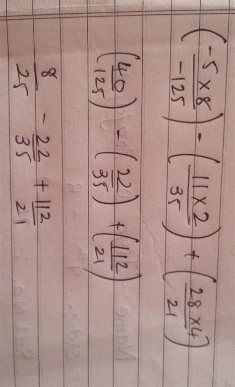(-5/9*72/-125)-(11/17*34/35)+(28/-13*-52/21) - Brainly.in