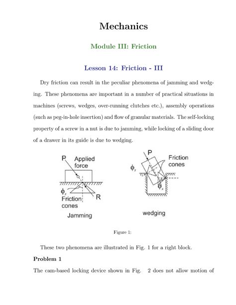 Module 3 friction 3 - Lecture notes 1 - Mechanics Module III: Friction ...