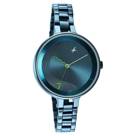 Buy Online Fastrack Stunners Quartz Analog Blue Dial Metal Strap Watch ...