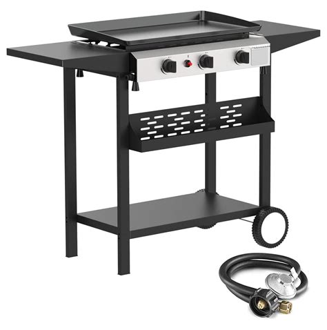 25.6 Inch 3 Burner BBQ Gas Grill Griddle, Stainless Steel Portable ...