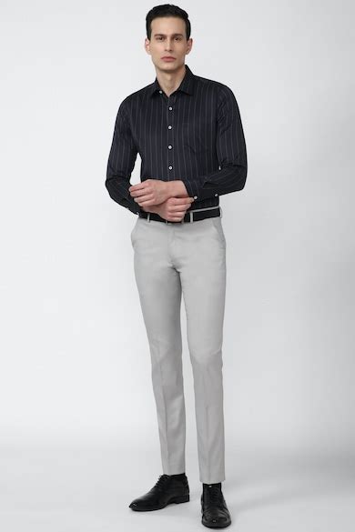 Buy Men Grey Slim Fit Stripe Full Sleeves Formal Shirt Online - 753422 ...