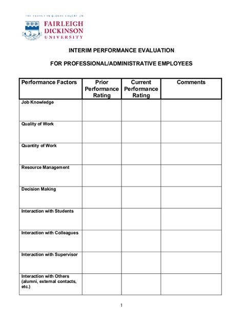 Fillable Online Employee Performance Evaluation Criteria Fax Email ...