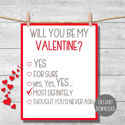 Printable Valentines Day Sign, Will You Be My Valentine, 8x10 ...