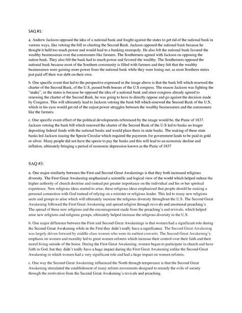 SAQ UNIT 3 Apush - UNIT 3 AP U.S History Short Answer Question Problems ...