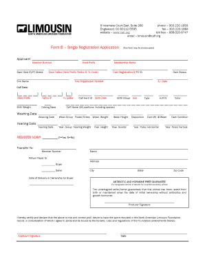 Fillable Online nalf Form B Single Registration Application This form ...