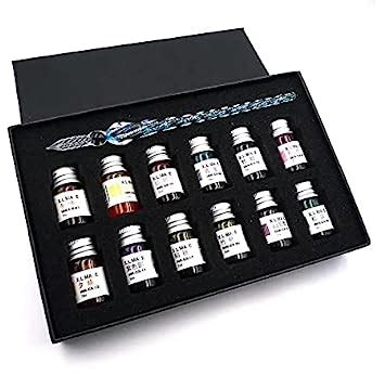 Levin Glass Dipped Pen Ink Set Handmade Crystal Calligraphy Pen with 12 ...