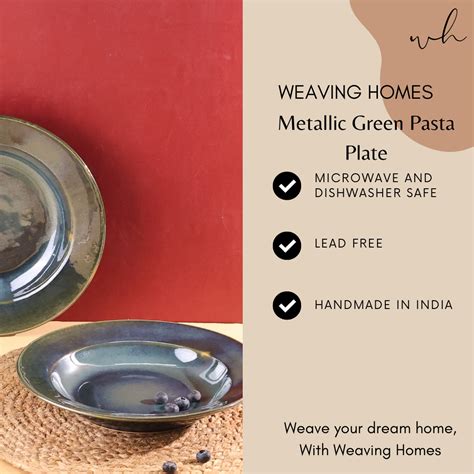 Metallic Green Pasta Plate – WeavingHomes