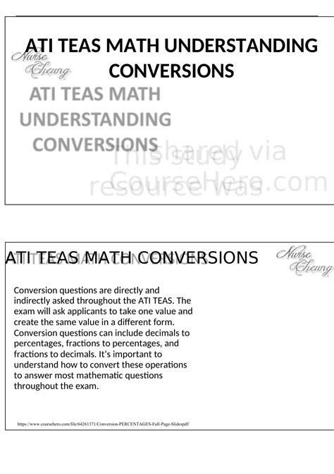 ATI TEAS MATH UNDERSTANDING CONVERSIONS - ATI Teas - Stuvia US