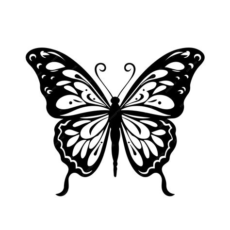 Premium Vector | Monarch butterfly black and white vector template set ...
