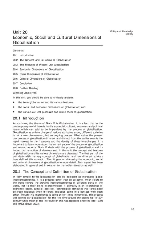Unit-20 - The Factors of globalisation and their impact on global level ...