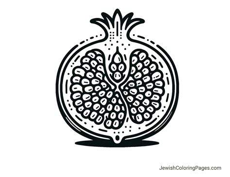Pomegranate Half; Free Printable Coloring Page - Jewish Coloring Pages