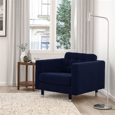LANDSKRONA armchair, Djuparp dark blue/metal - IKEA