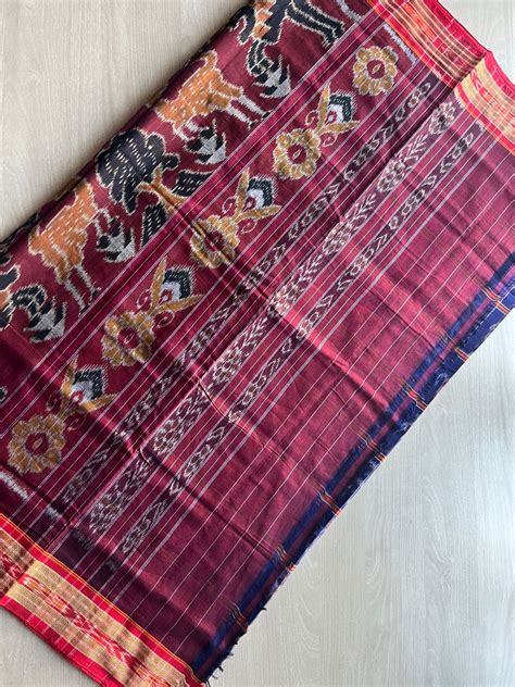 Dark Navy Handloom Orissa Ikkat Cotton Saree (Without blouse) - 32085 ...