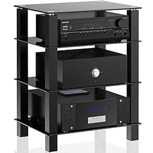 Buy FITÜEYES Black HiFi Stand Audio Video Component Rack Shelf Media TV ...