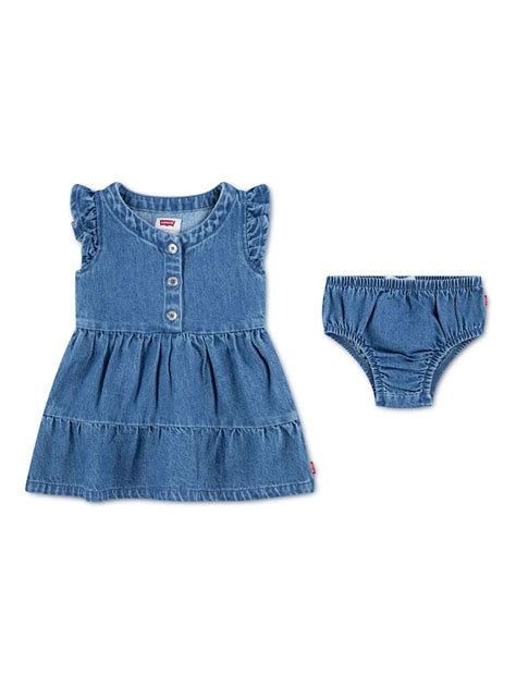 Buy Levi's® Blue Flutter Sleeve Denim Look Logo Dress from Next India