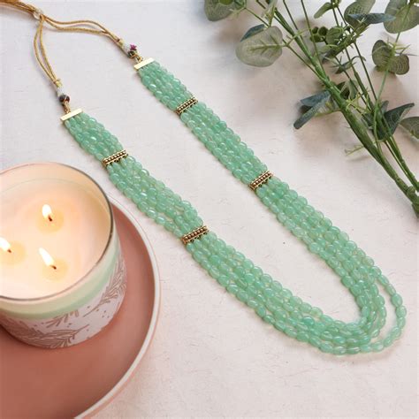 Buy Mint Mani Beads Necklace | Traditional Necklace | Johori