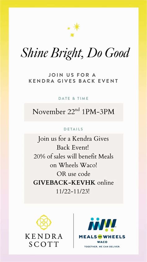 Kendra Scott Gives Back Event | Meals on Wheels Waco