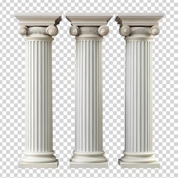 Three white pillars isolated on transparent background | Premium AI ...