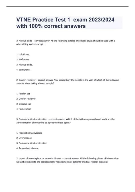 VTNE Practice Test 1 exam 2023/2024 with 100% correct answers - VTNE ...