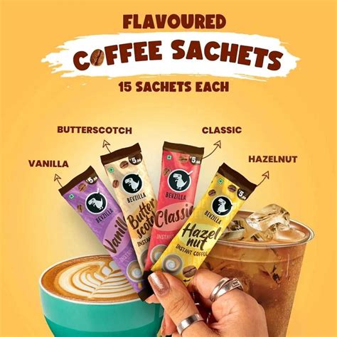 Bevzilla Instant Coffee Powder - 60 Sachets Box, Makes Premium Cups, 15 ...