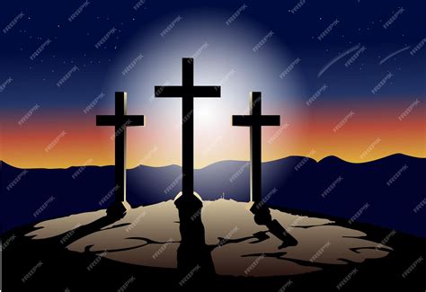 Premium Vector | Three cross of at calvary golgotha