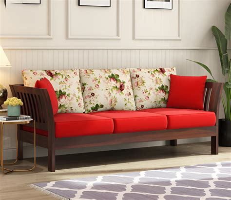 Kunjal Furniture Solid sheesham Wood Wooden 3 Seater Sofa for Living ...